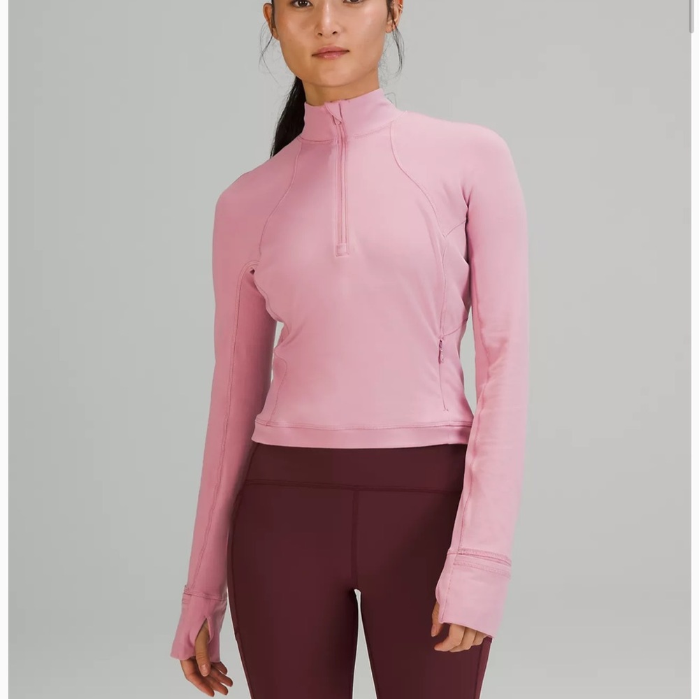 Lululemon It’s Rulu Cropped Half-zip Size 8 Pink Taupe